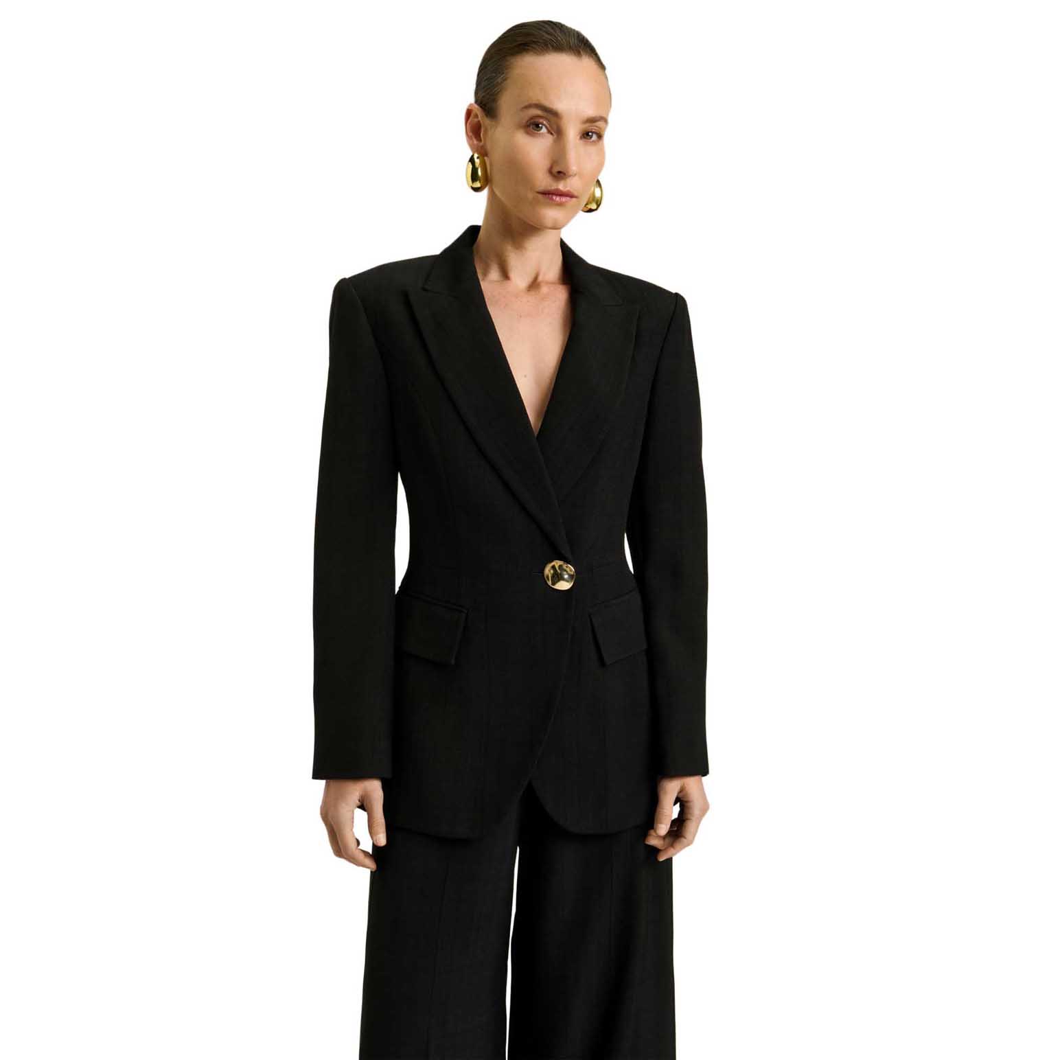 Veronika Maine Lustred Weave Hourglass Blazer